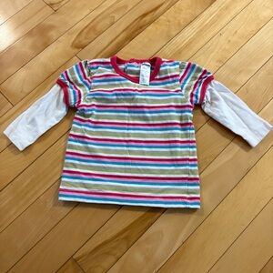 Y2K George baby girl’s long sleeve shirt layered stripes 2000s size 6 months